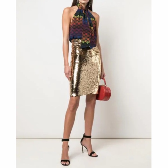 Alice + Olivia Tops - Alice + Olivia Leia Tie-Neck Halter Top